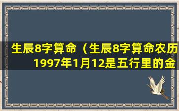 生辰8字算命（生辰8字算命农历1997年1月12是五行里的金木水 🌻 火土）